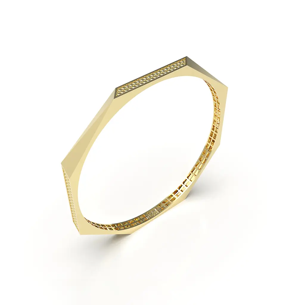 Faceted Hex Gold Bangle Faceted Hex Gold Bangle - Image 1