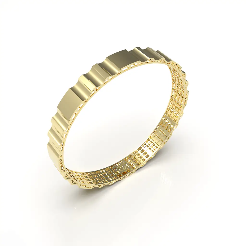 Facted Step Gold Bangle Facted Step Gold Bangle - Image 1