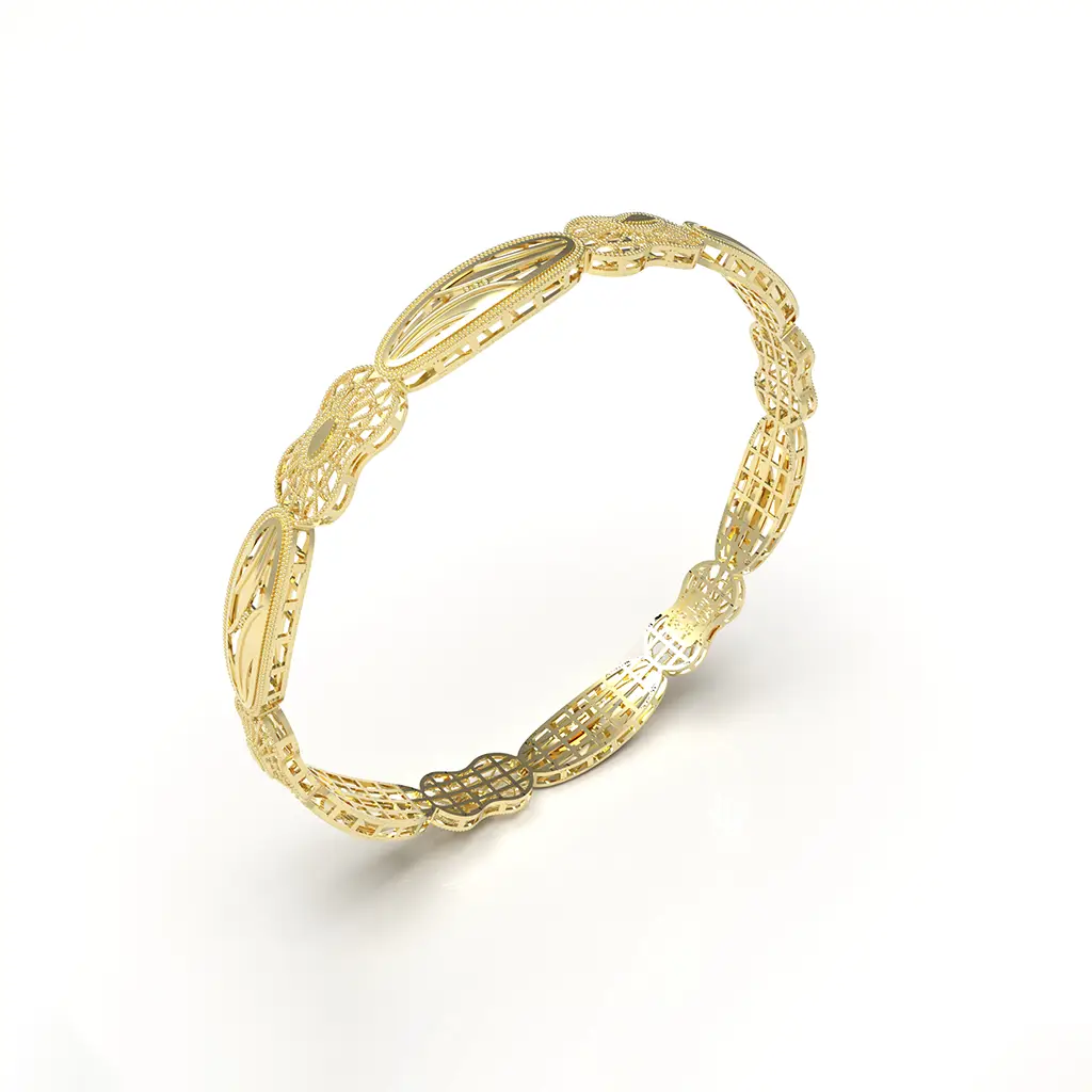 Filigree-Link Gold Bangle Filigree-Link Gold Bangle - Image 1